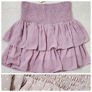 Elan Polka Dot Tiered Drop Waist Smocked Mini Skirt Size M